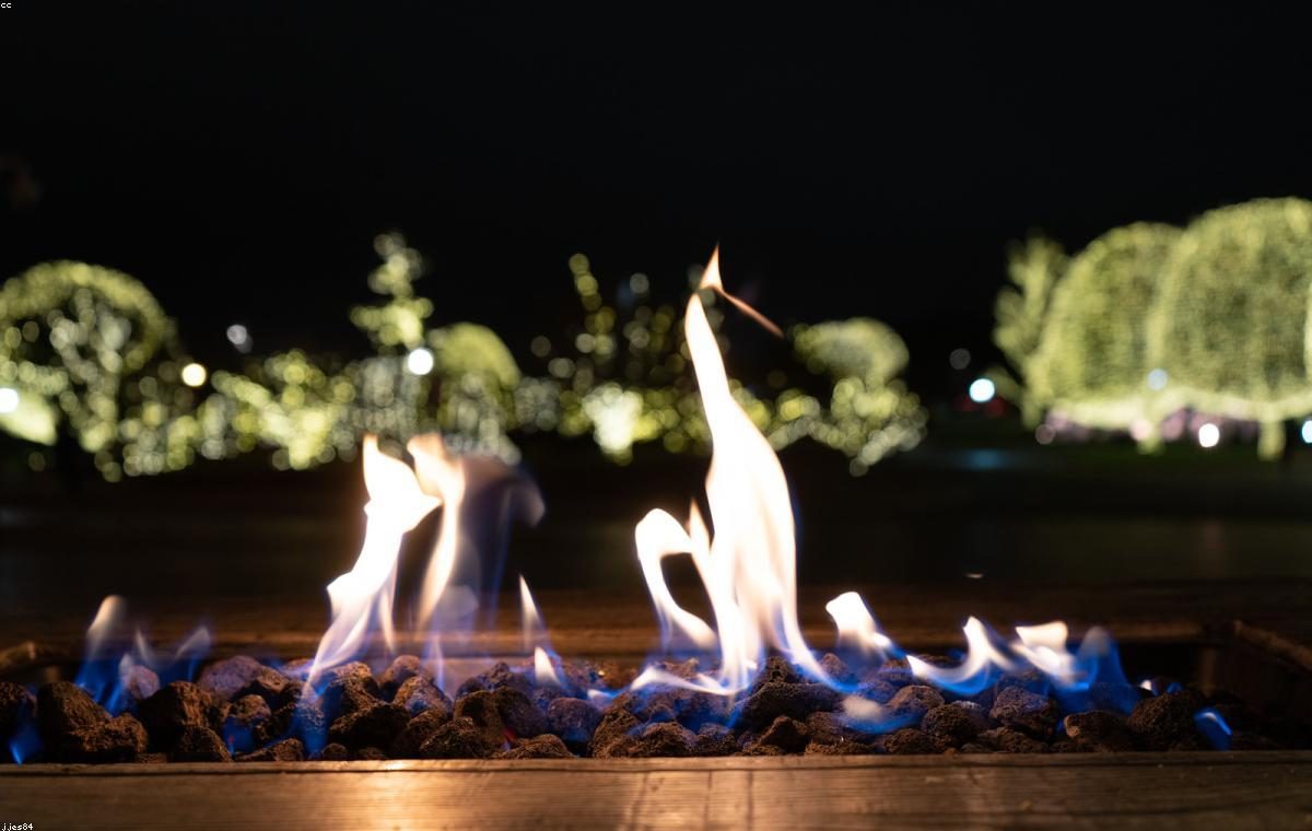 Fire pit at dusk — representative